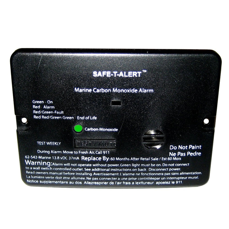 Safe - T - Alert 62 Series Carbon Monoxide Alarm - 12V - 62 - 542 - Marine - Flush Mount - Black - Get Tight Gear