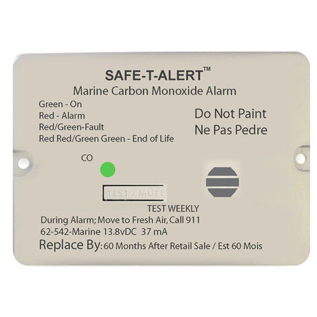 Safe - T - Alert 62 Series Carbon Monoxide Alarm - 12V - 62 - 542 - Marine - Flush Mount - White - Get Tight Gear