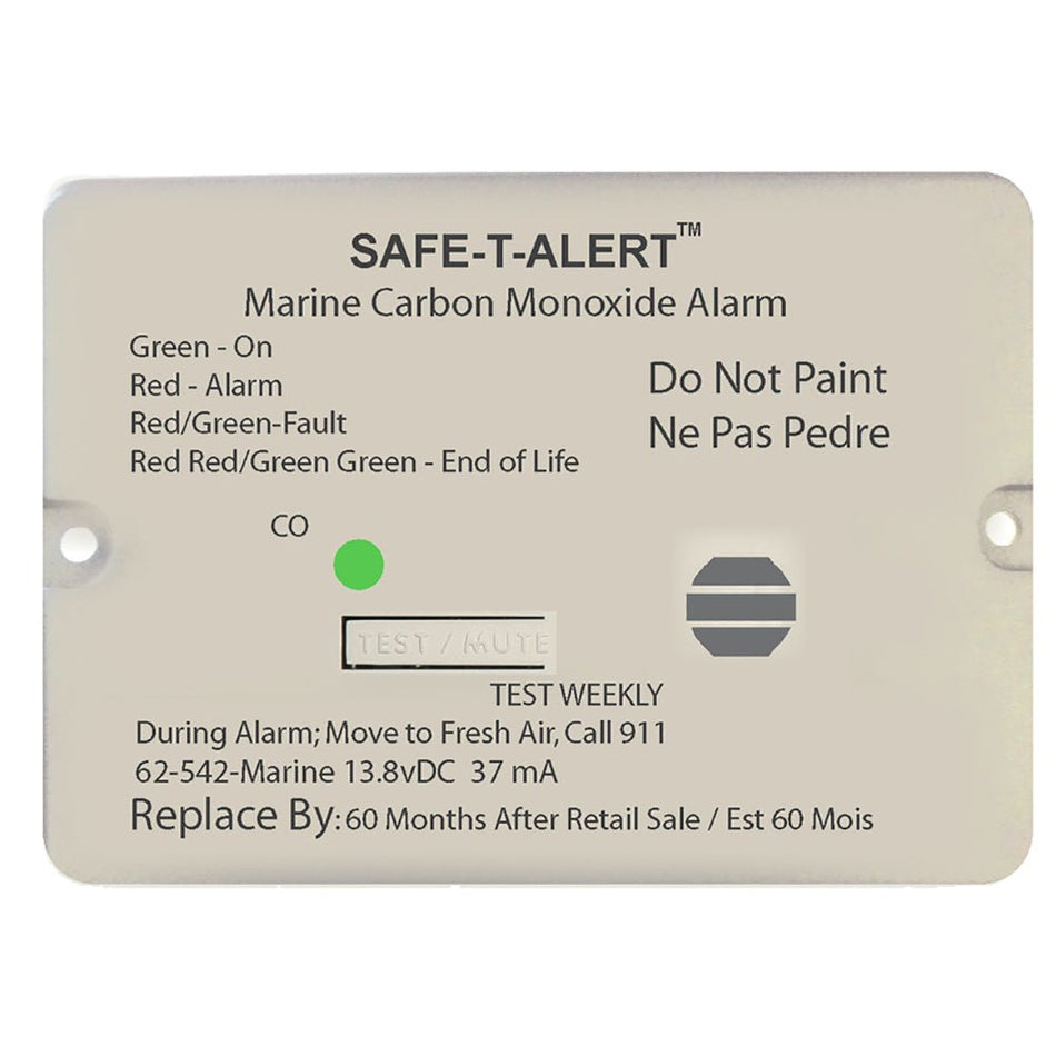 Safe - T - Alert 62 Series Carbon Monoxide Alarm - 12V - 62 - 542 - Marine - Flush Mount - White - Get Tight Gear