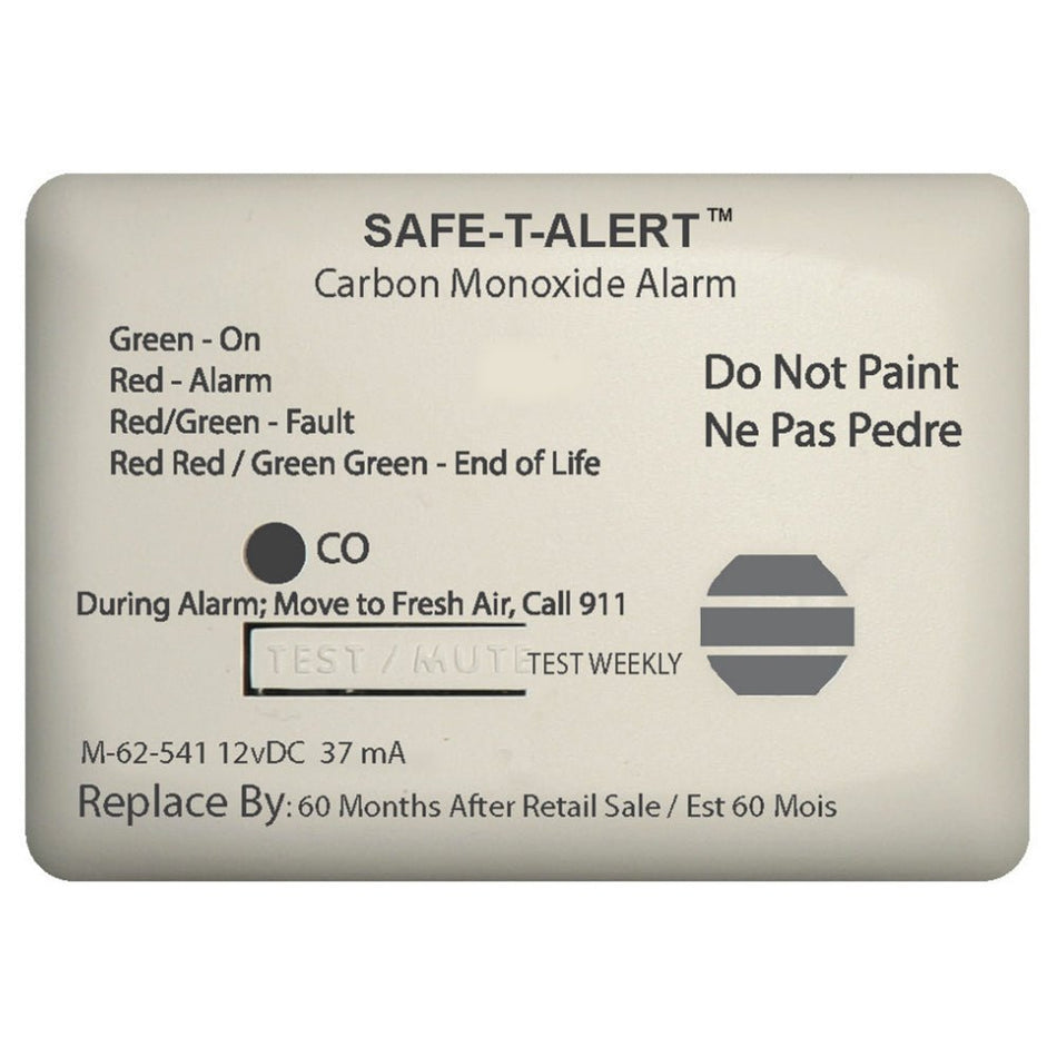 Safe - T - Alert 62 Series Carbon Monoxide Alarm w/Relay - 12V - 62 - 541 - Marine - RLY - NC - Surface Mount - White - Get Tight Gear
