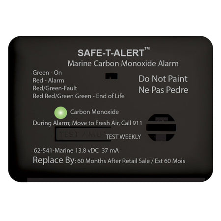 Safe - T - Alert 62 Series Carbon Monoxide Alarm w/Relay - 12V - 62 - 541 - R - Marine - Surface Mount - Black - Get Tight Gear