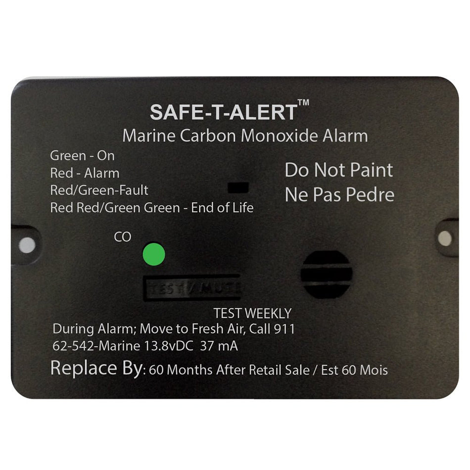 Safe - T - Alert 62 Series Carbon Monoxide Alarm w/Relay - 12V - 62 - 542 - R - Marine - Flush Mount - Black - Get Tight Gear