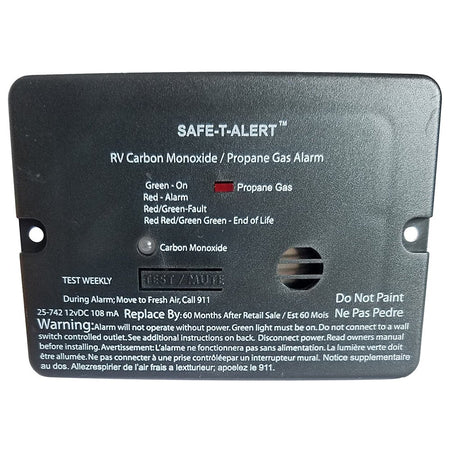 Safe - T - Alert Combo Carbon Monoxide Propane Alarm - Flush Mount - Mini - Black - Get Tight Gear