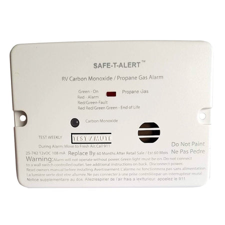 Safe - T - Alert Combo Carbon Monoxide Propane Alarm - Flush Mount - Mini - White - Get Tight Gear