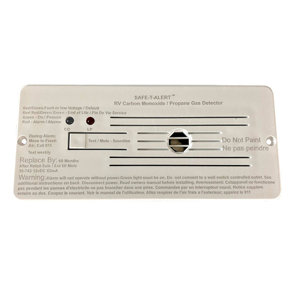 Safe - T - Alert Combo Carbon Monoxide Propane Alarms Flush Mount - White - Get Tight Gear