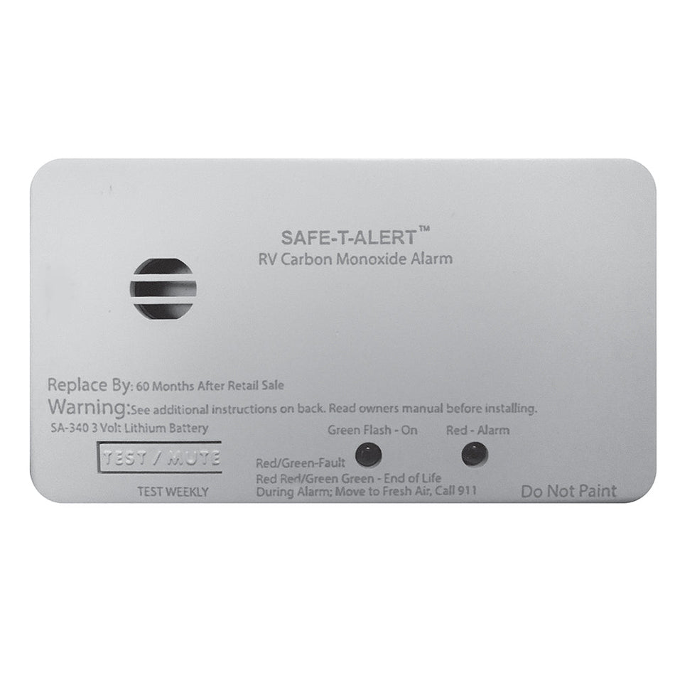 Safe - T - Alert SA - 340 White RV Battery Powered CO Detector - Rectangle - Get Tight Gear