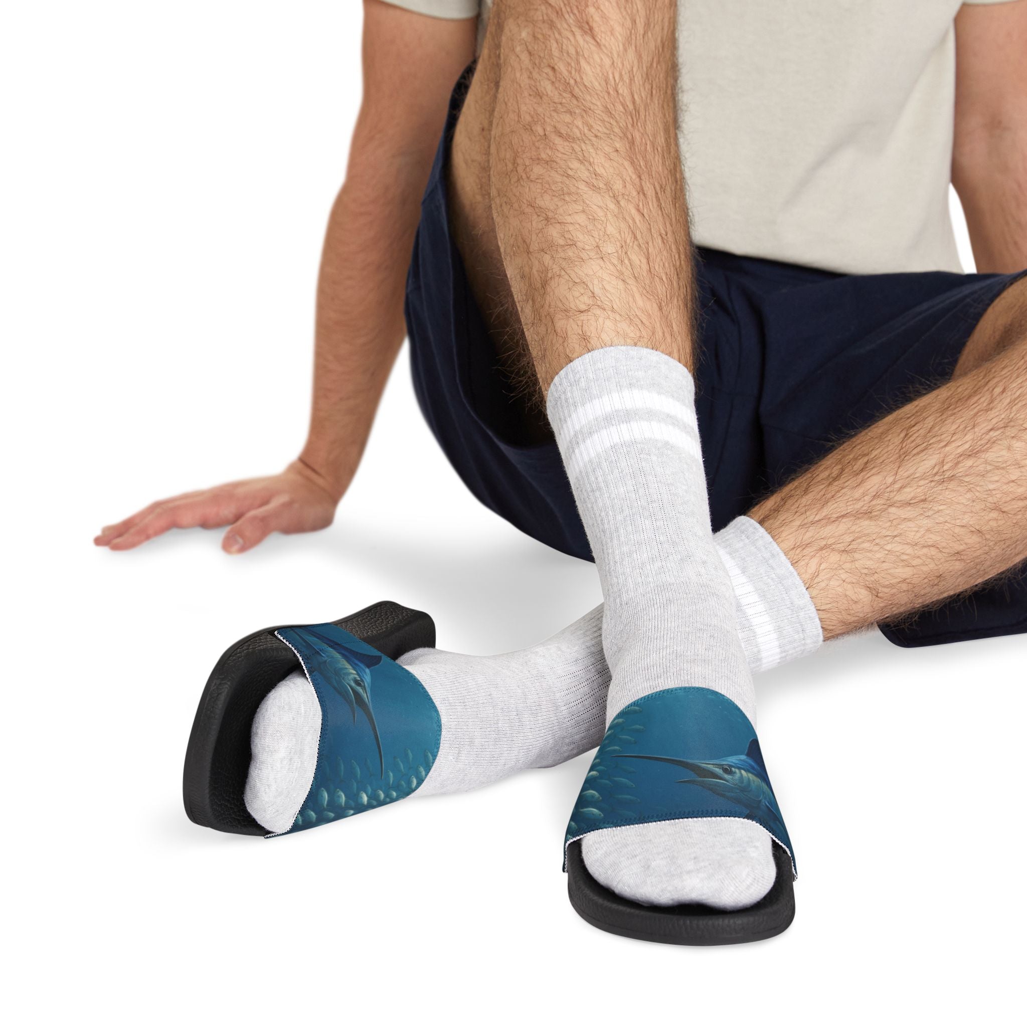 Sandals - Men's Blue Marlin Inspired Removable - Strap Sandals - Get Tight Gear