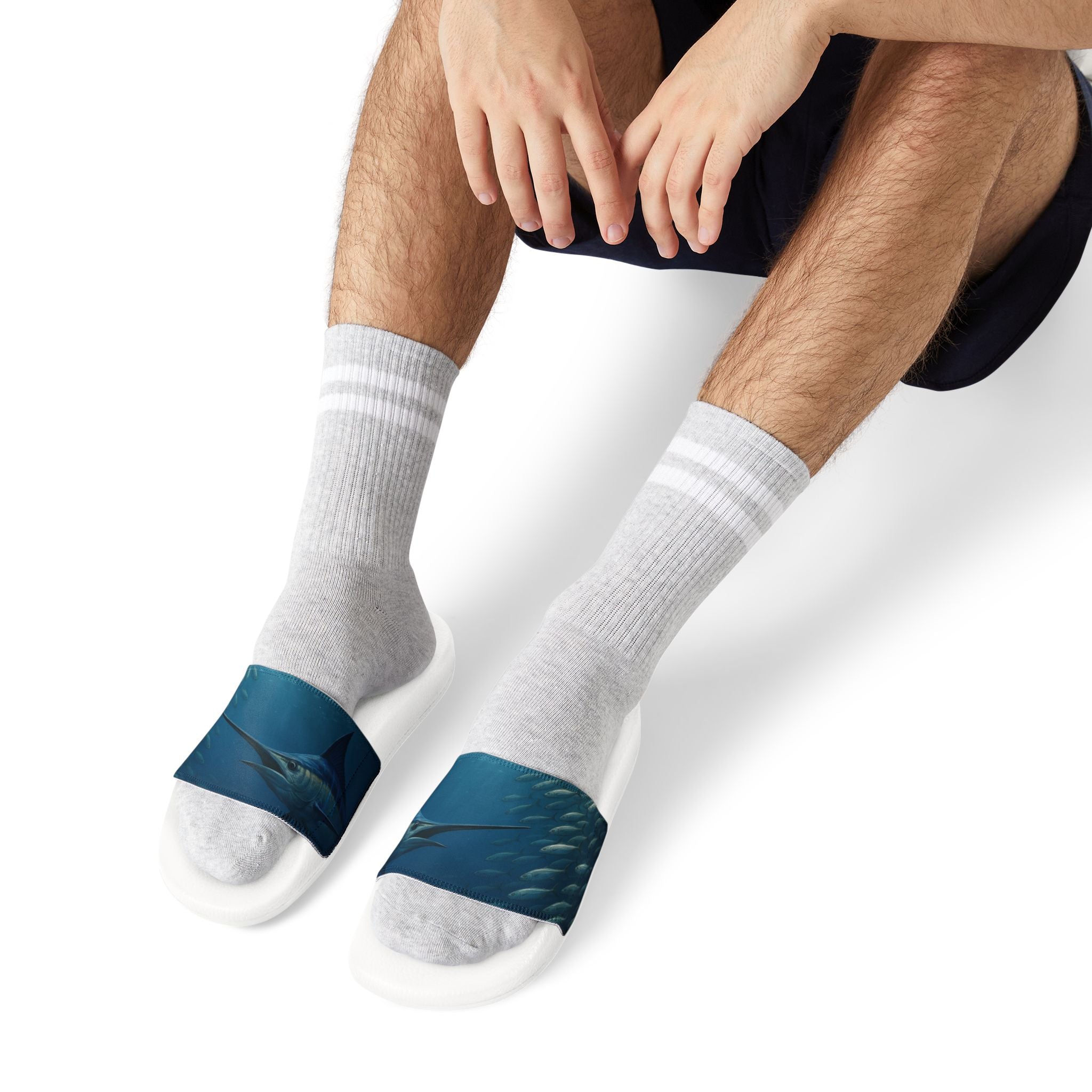Sandals - Men's Blue Marlin Inspired Removable - Strap Sandals - Get Tight Gear