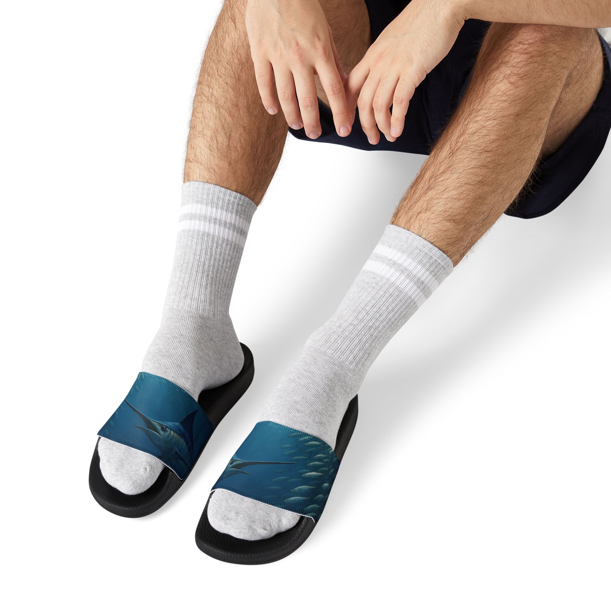 Sandals - Men's Blue Marlin Inspired Removable - Strap Sandals - Get Tight Gear