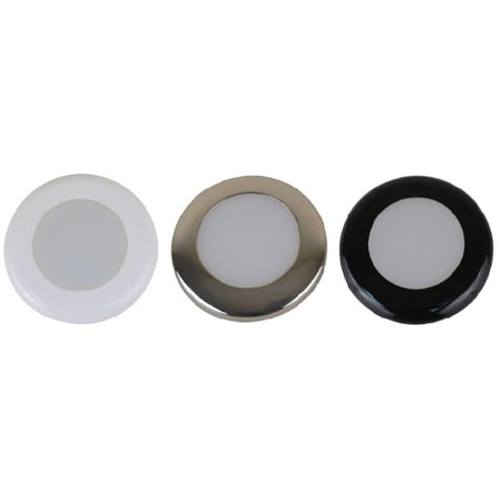 Scandvik A3C Downlight Kit - Warm White w/SS, White, & Black Trim Rings - Get Tight Gear