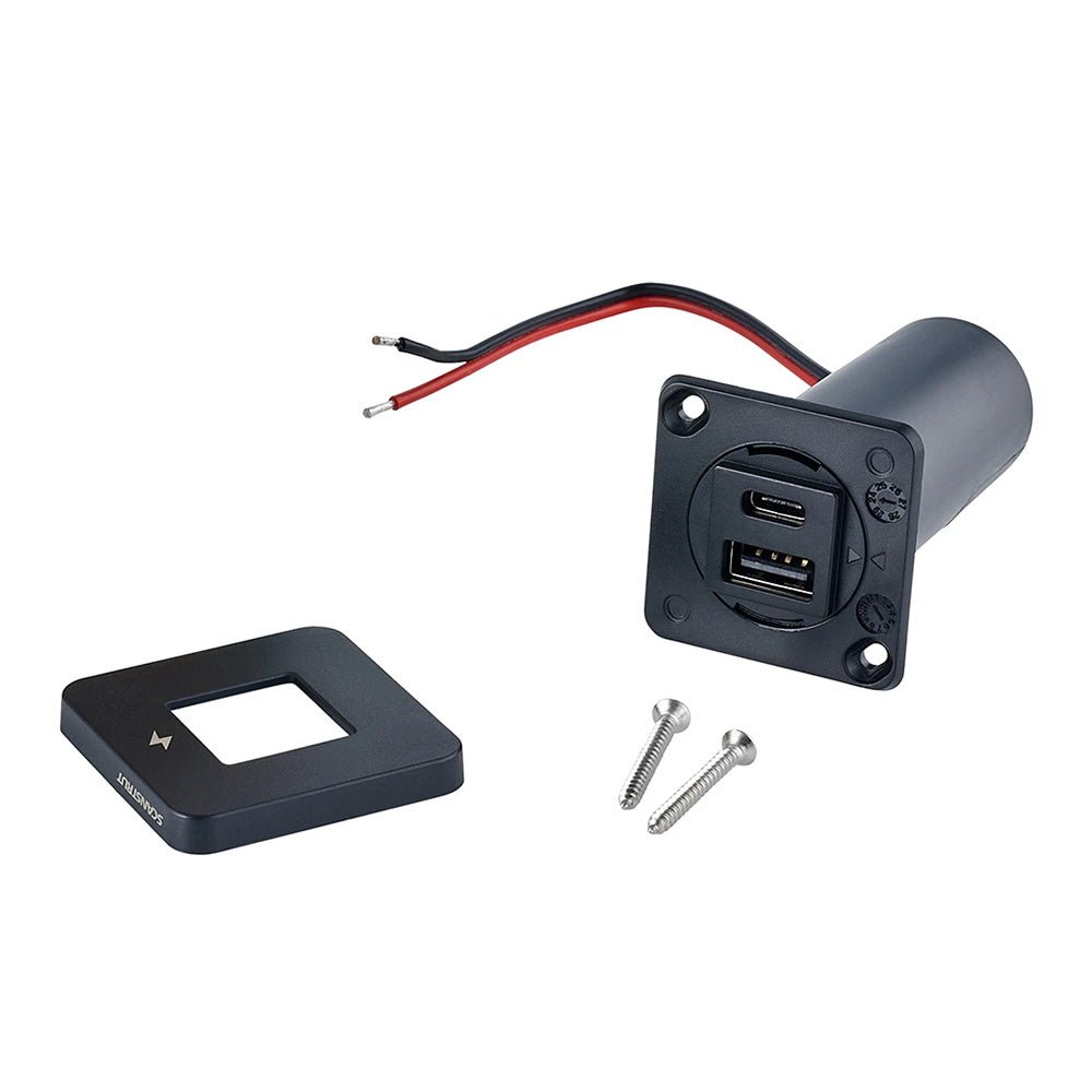 Scanstrut TILE USB - A/USB - C Interior Charging Socket - 12/24V - Black Bezel - Get Tight Gear