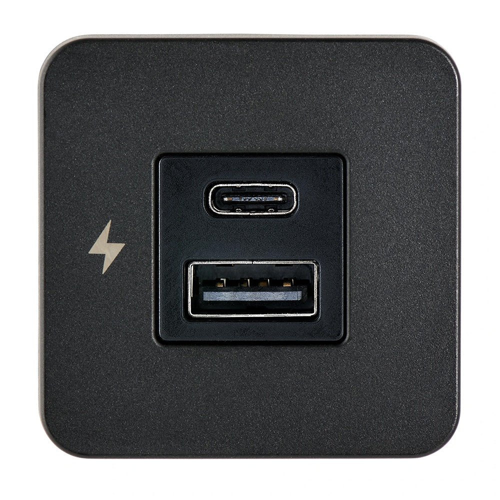 Scanstrut TILE USB - A/USB - C Interior Charging Socket - 12/24V - Black Bezel - Get Tight Gear