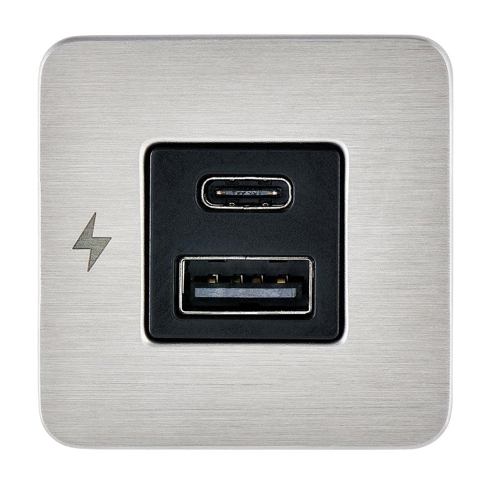 Scanstrut TILE USB - A/USB - C Interior Charging Socket - 12/24V - Stainless Steel Bezel - Get Tight Gear