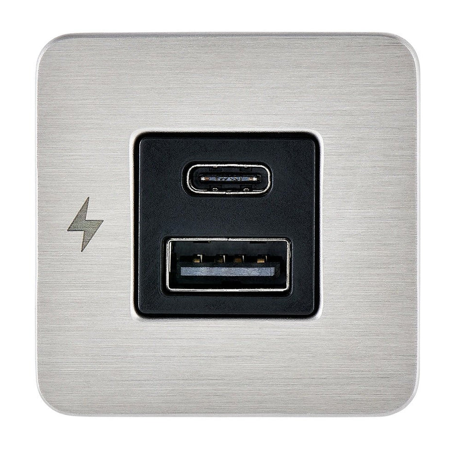 Scanstrut TILE USB - A/USB - C Interior Charging Socket - 12/24V - Stainless Steel Bezel - Get Tight Gear
