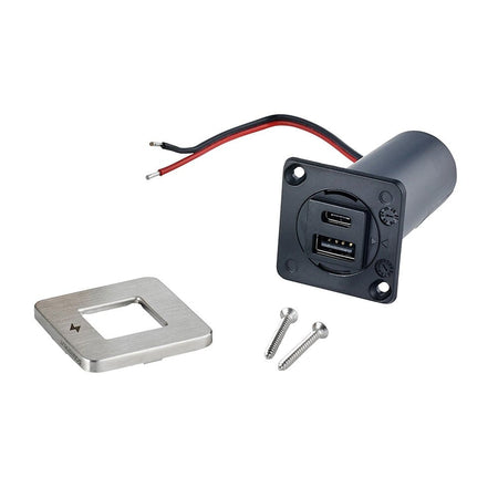 Scanstrut TILE USB - A/USB - C Interior Charging Socket - 12/24V - Stainless Steel Bezel - Get Tight Gear