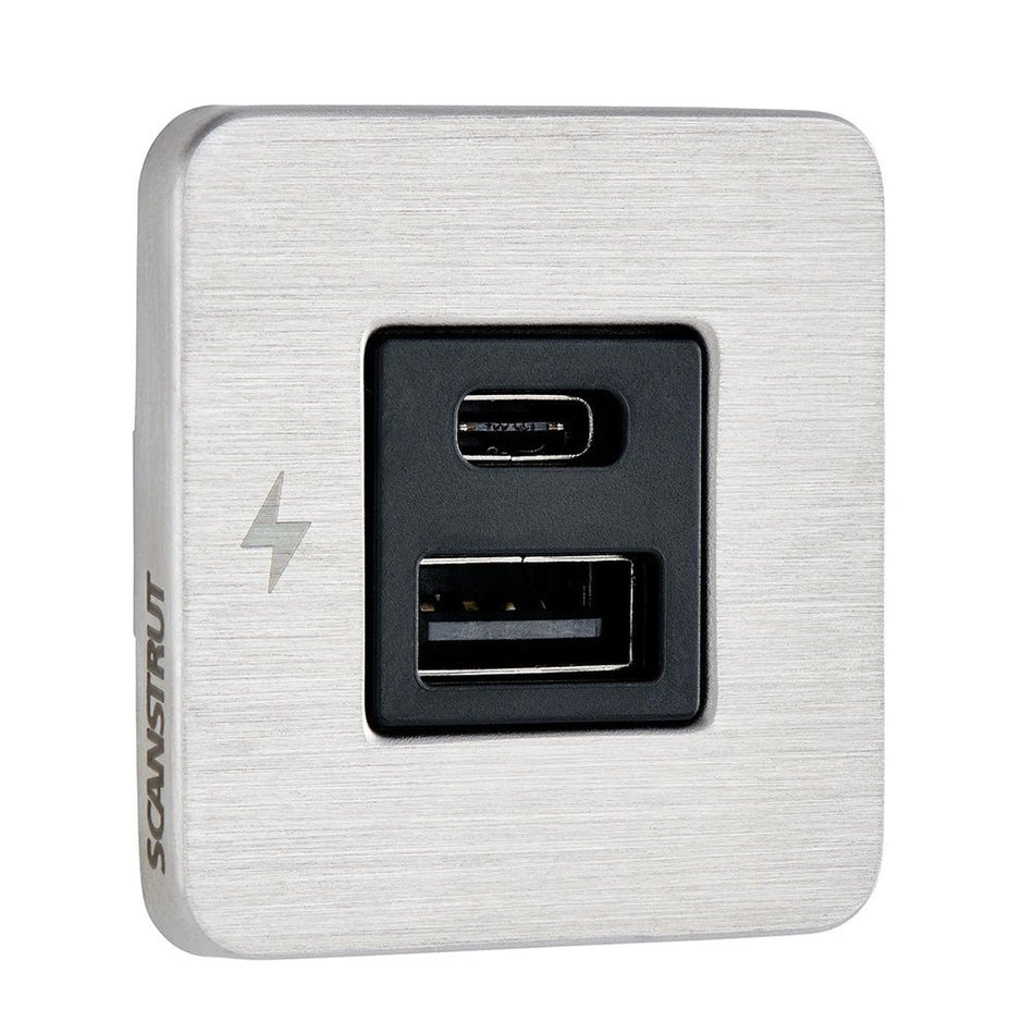 Scanstrut TILE USB - A/USB - C Interior Charging Socket - 12/24V - Stainless Steel Bezel - Get Tight Gear