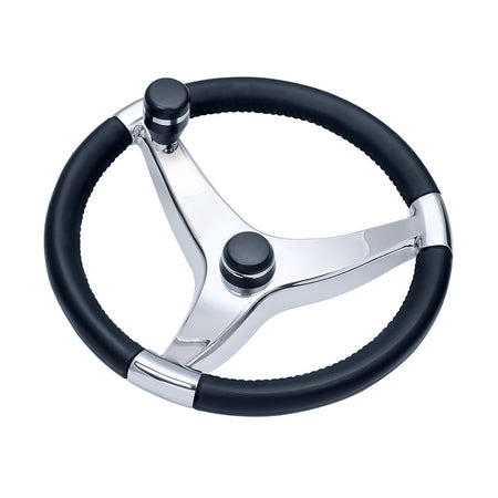 Schmitt Marine Evo Pro 316 Cast Stainless Steel Steering Wheel w/Control Knob - 13.5" Diameter - Get Tight Gear