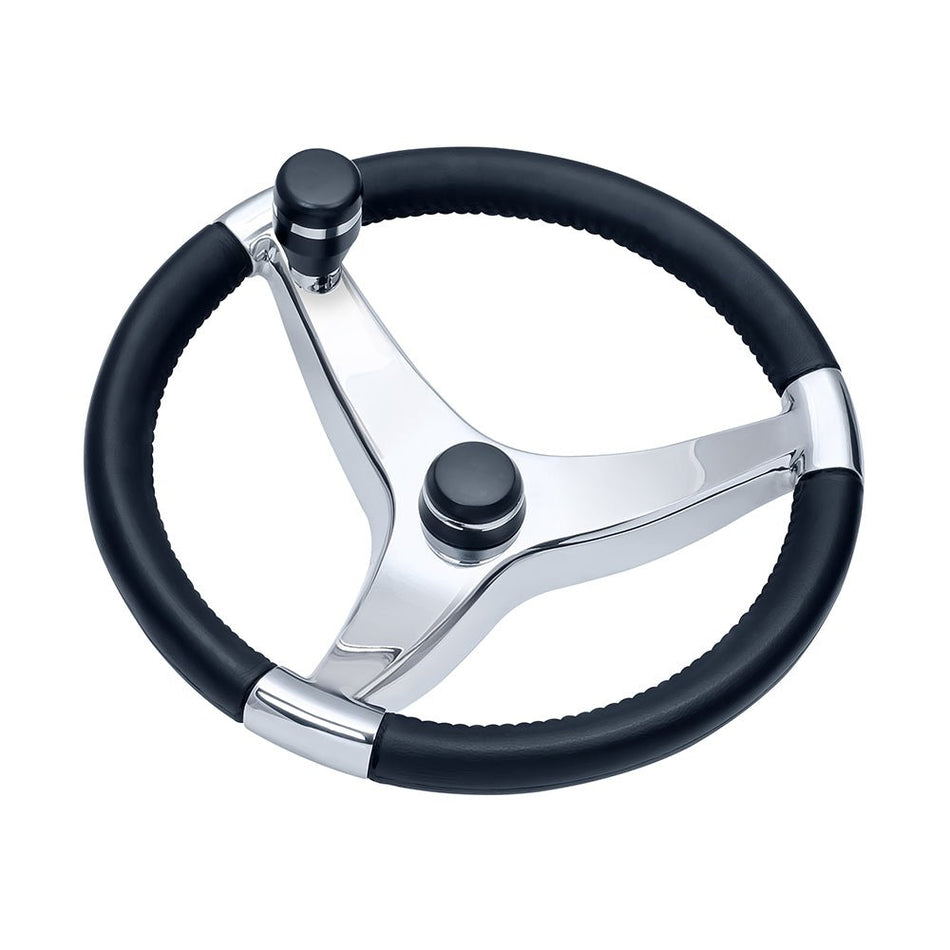 Schmitt Marine Evo Pro 316 Cast Stainless Steel Steering Wheel w/Control Knob - 13.5" Diameter - Get Tight Gear