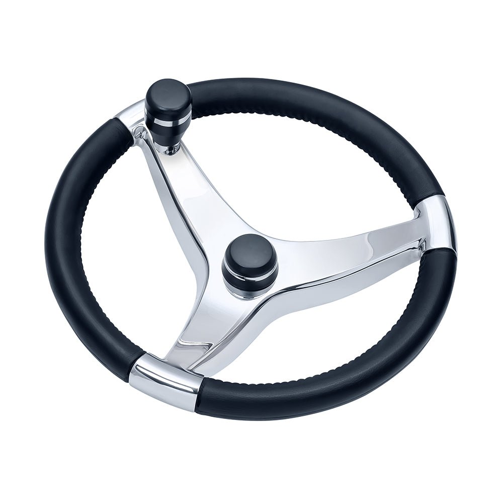 Schmitt Marine Evo Pro 316 Cast Stainless Steel Steering Wheel w/Control Knob - 15.5" Diameter - Get Tight Gear