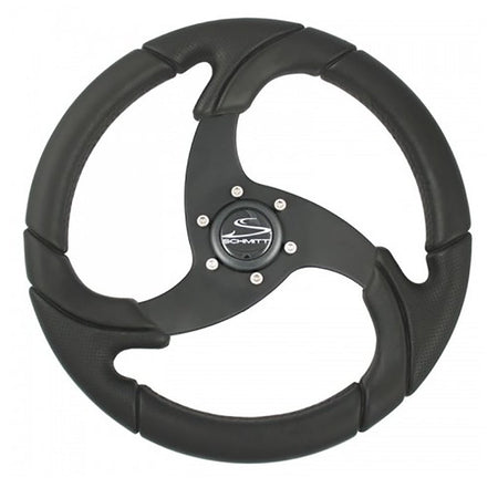 Schmitt Marine Folletto 14.2" Wheel - Black Polished Polyurethane - 3/4" Tapered Shaft w/Black Center Cap - Get Tight Gear