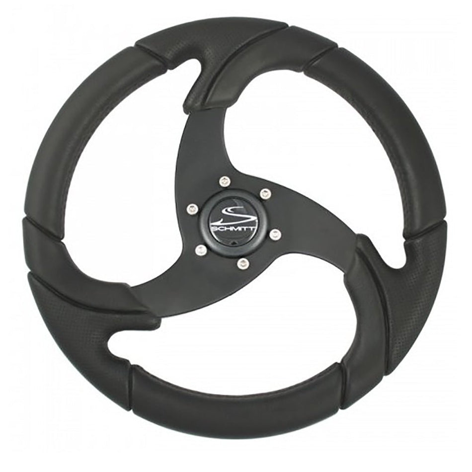 Schmitt Marine Folletto 14.2" Wheel - Black Polished Polyurethane - 3/4" Tapered Shaft w/Black Center Cap - Get Tight Gear