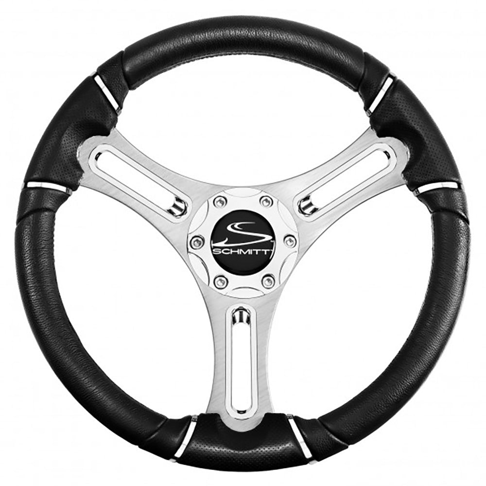 Schmitt Marine Torcello 14" Wheel - 04 Series - Polyurethane Wheel w/Chrome Trim & Cap - Brushed Spokes - 3/4" Tapered Shaft - Get Tight Gear