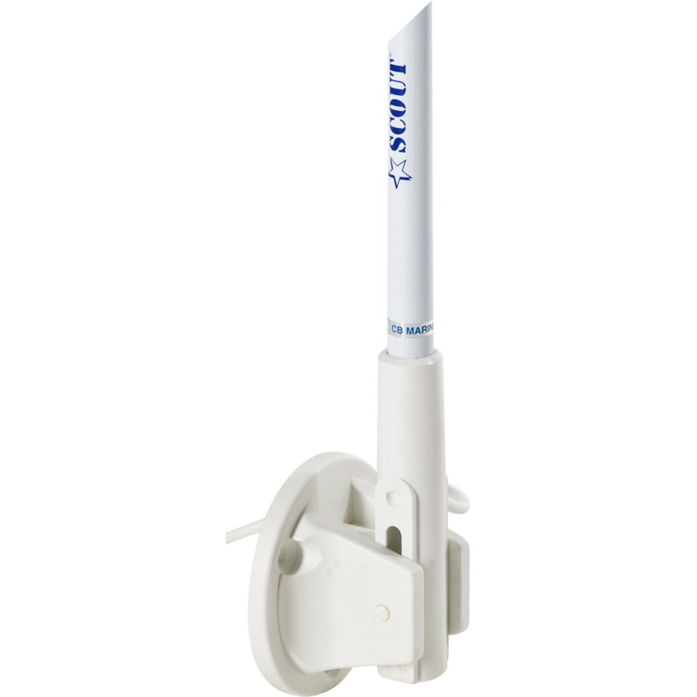 Scout 5' White VHF Antenna 3dB Lift & Lay Mount w/5M RG - 58 - Get Tight Gear