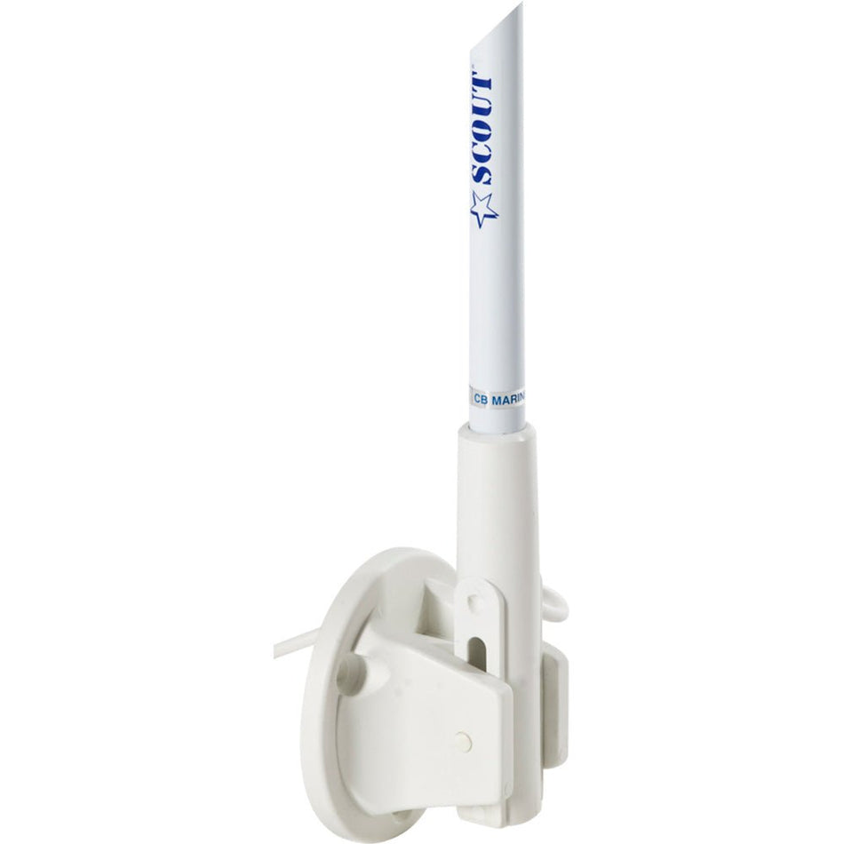 Scout 5' White VHF Antenna 3dB Lift & Lay Mount w/5M RG - 58 - Get Tight Gear