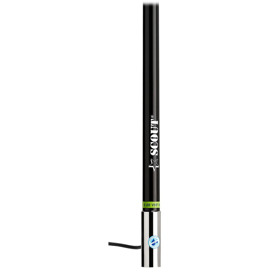 Scout 8' Black VHF Antenna 6dB Heavy Stainless Steel Ferrule w/6M RG - 8x Includes PL - 259 Heavy Duty Offshore Antenna KS - 43 - Get Tight Gear