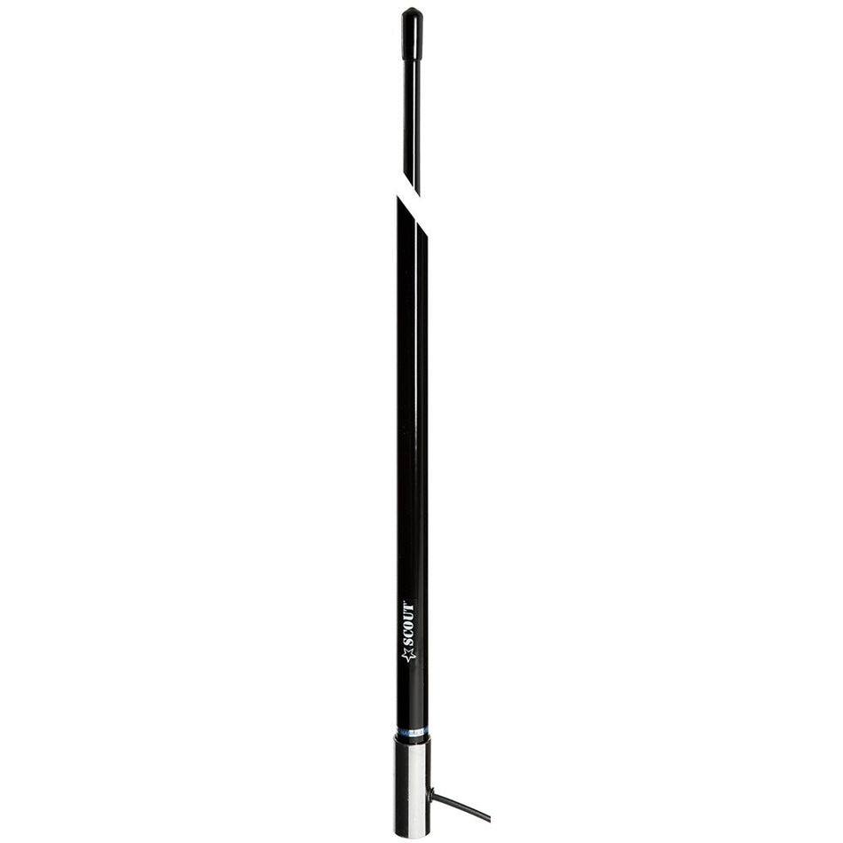 Scout 8' Black VHF Antenna 6dB Stainless Steel Ferrule w/5M RG - 58 Coax Includes PL - 259 KS - 42 - Get Tight Gear