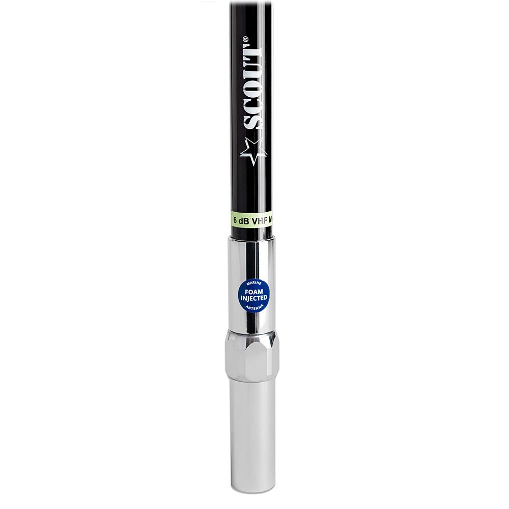 Scout 8' QuickFit Black VHF Antenna w/5M Cable + FME Quick 6 Foam Filled 6db Solid Brass & Copper Element - Get Tight Gear