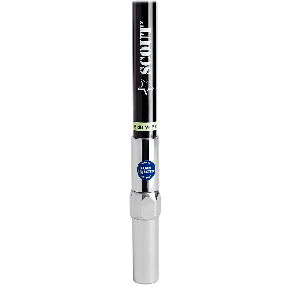 Scout 8' QuickFit Black VHF Antenna w/5M Cable + FME Quick 6 Foam Filled 6db Solid Brass & Copper Element - Get Tight Gear