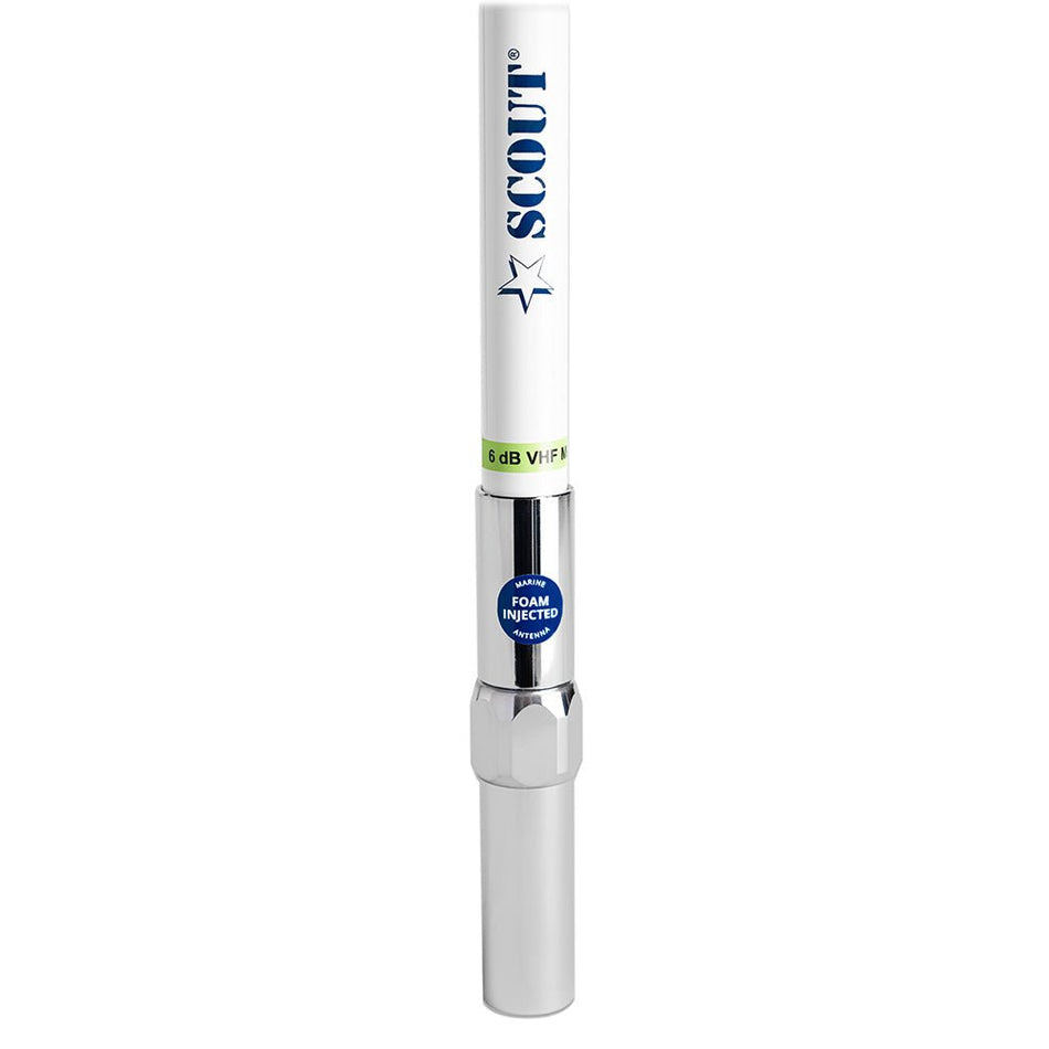Scout 8' QuickFit White VHF Antenna w/5M Cable + FME Quick 6 Foam Filled 6db Solid Brass & Copper Element - Get Tight Gear