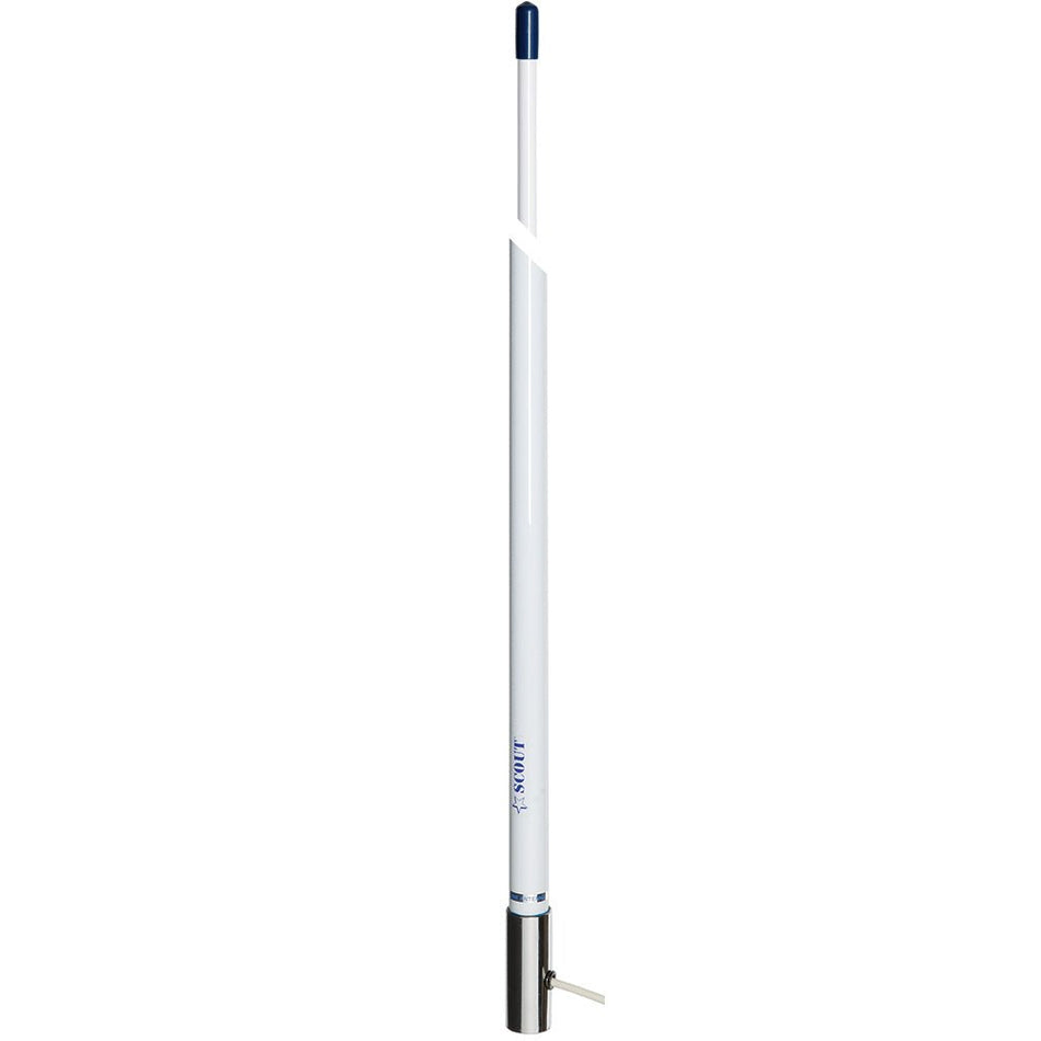 Scout 8' White VHF Antenna 6dB Stainless Steel Ferrule w/5M RG - 58 Coax Includes PL - 259 KS - 42 - Get Tight Gear