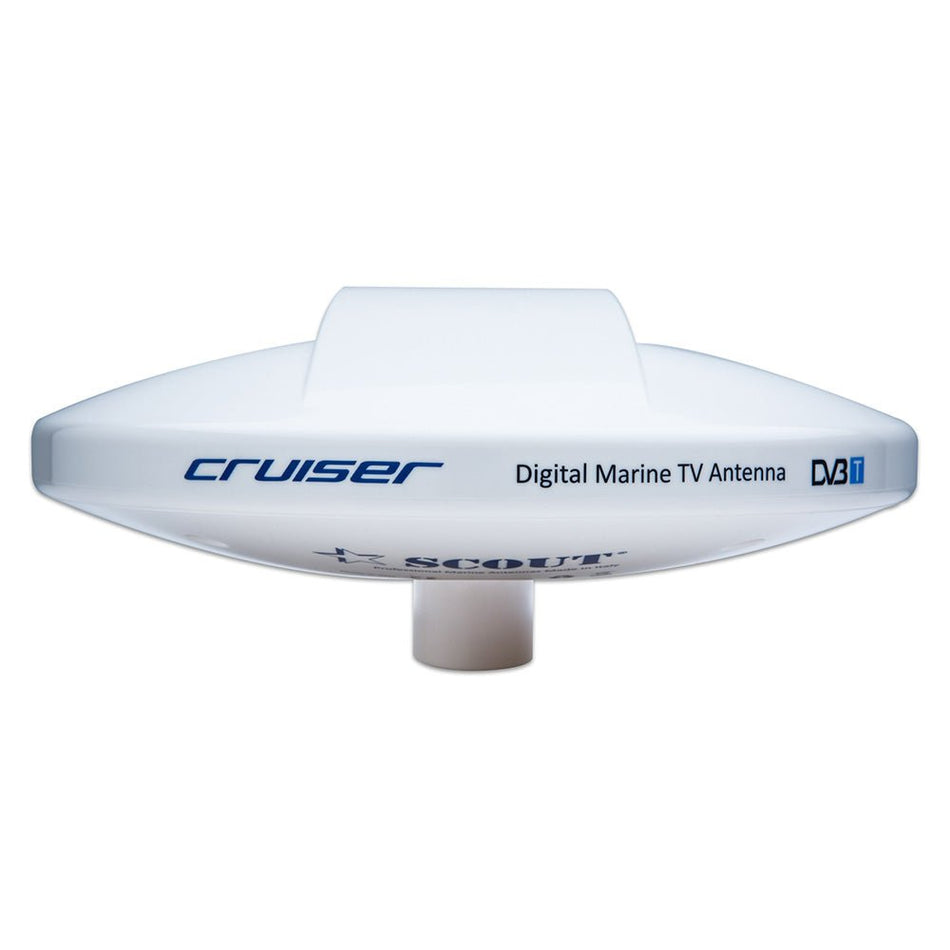Scout Cruiser 10" White TV Antenna Omnidirectional w/20M, 75 ohms, Cable - Get Tight Gear