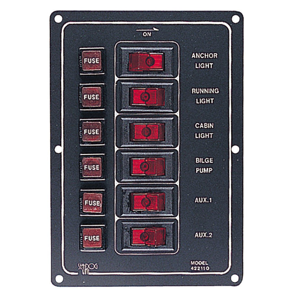 Sea - Dog Aluminum Switch Panel Vertical - 6 Switch - Get Tight Gear