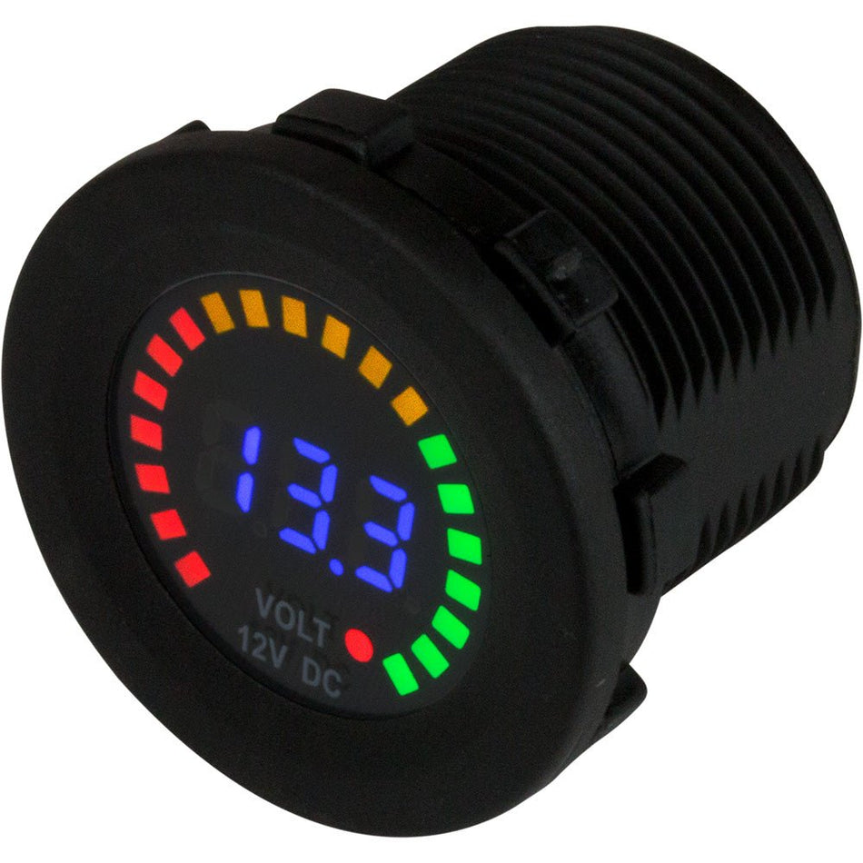 Sea - Dog Rainbow Display Digital Voltmeter - Injection Molded Nylon - 5V - 15VDC - Get Tight Gear