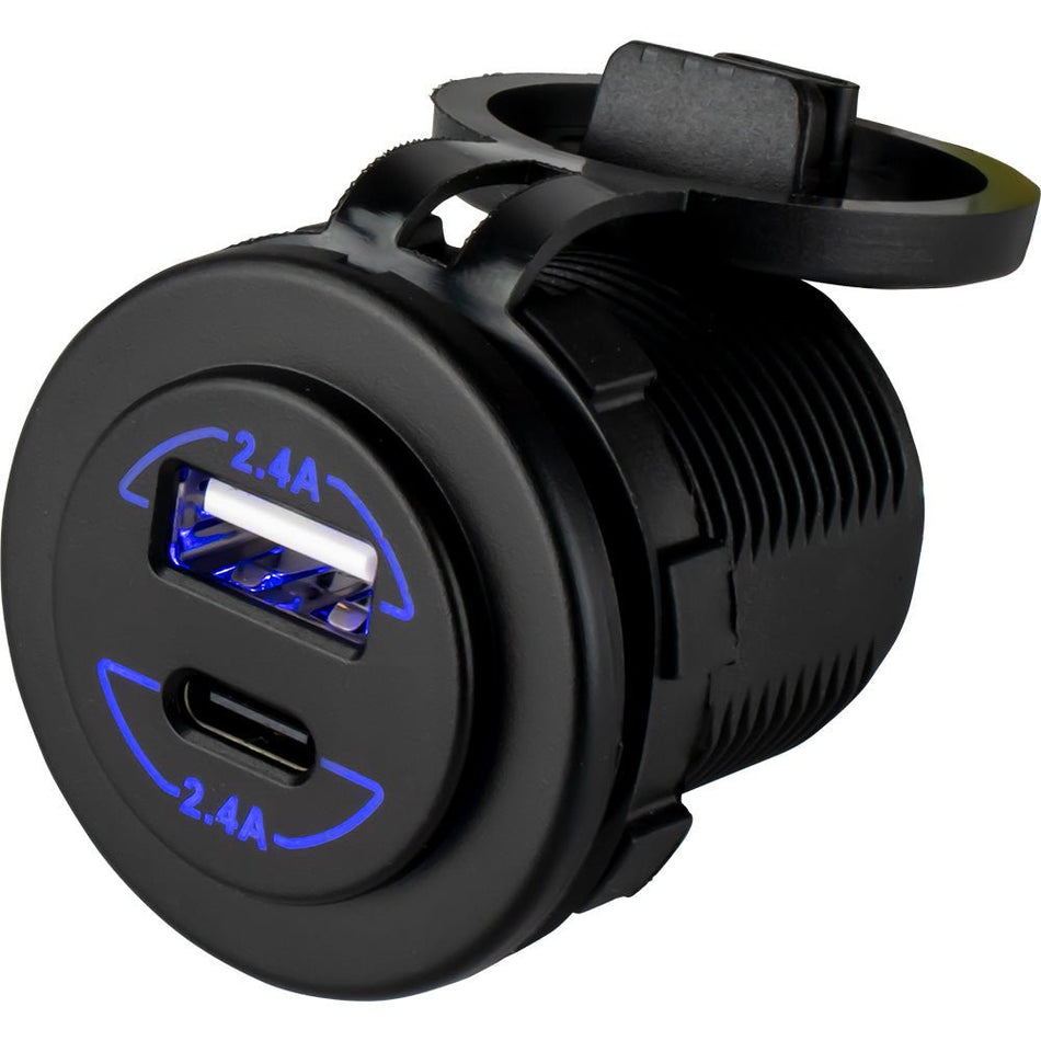 Sea - Dog Round Dual USB & USB - C Power Socket - Get Tight Gear