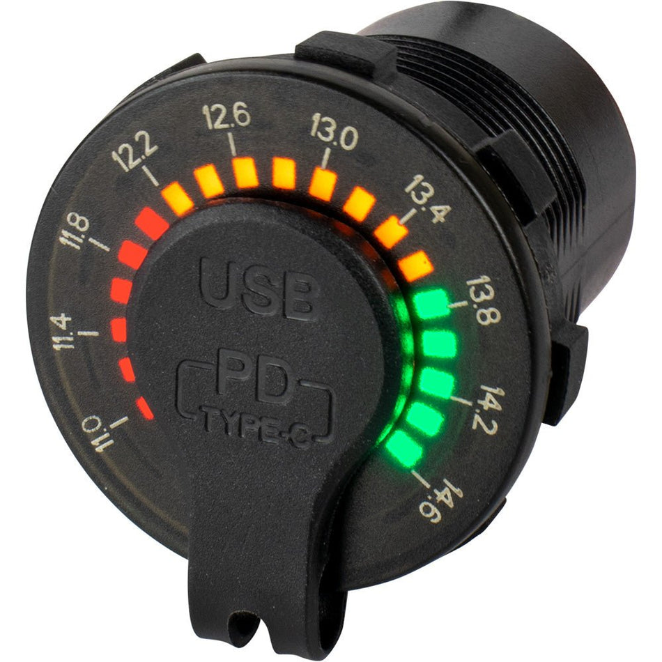 Sea - Dog Round Rainbow Voltmeter w/USB & USB - C Power Socket - Get Tight Gear