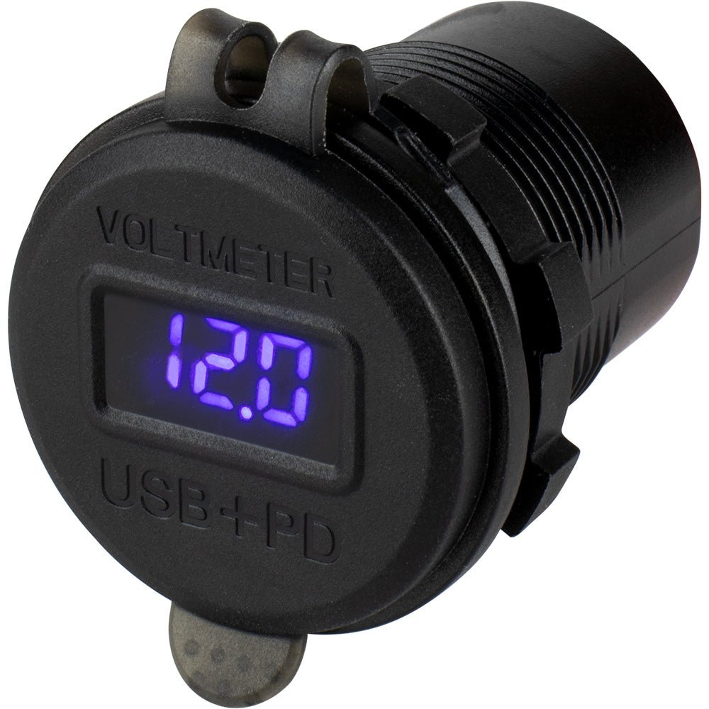 Sea - Dog Round USB & USB - C Power Socket w/Hidden Voltmeter - Get Tight Gear