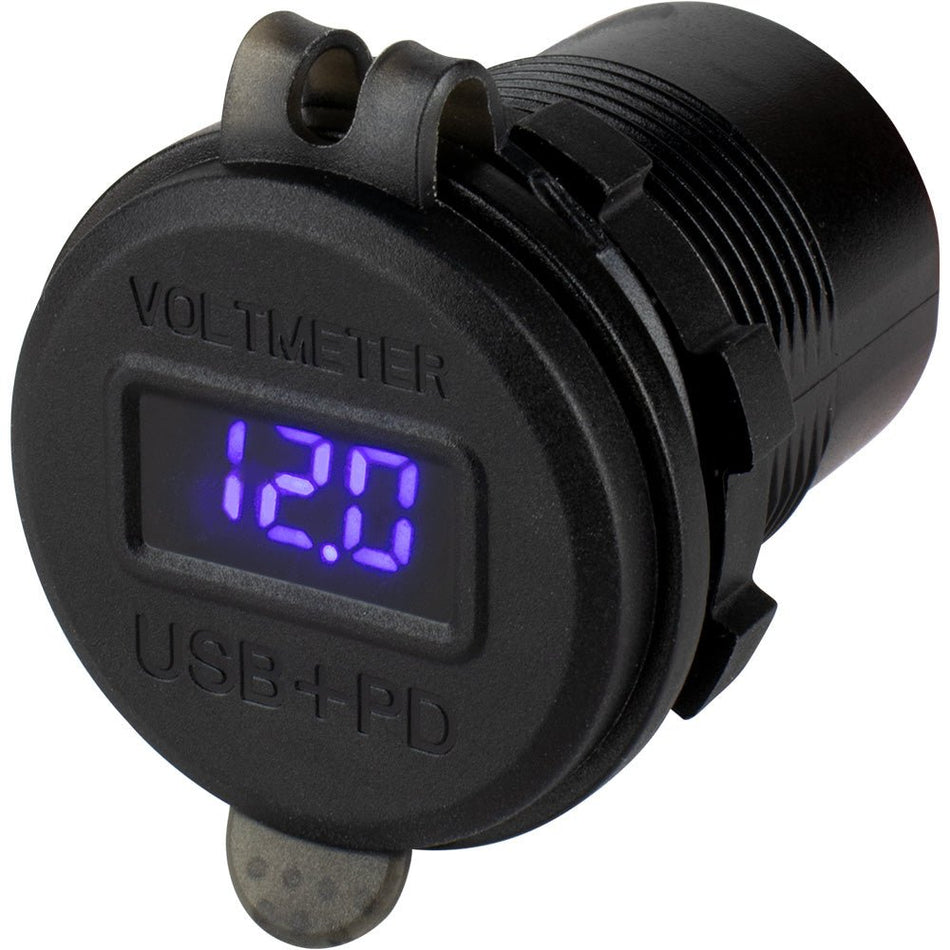 Sea - Dog Round USB & USB - C Power Socket w/Hidden Voltmeter - Get Tight Gear