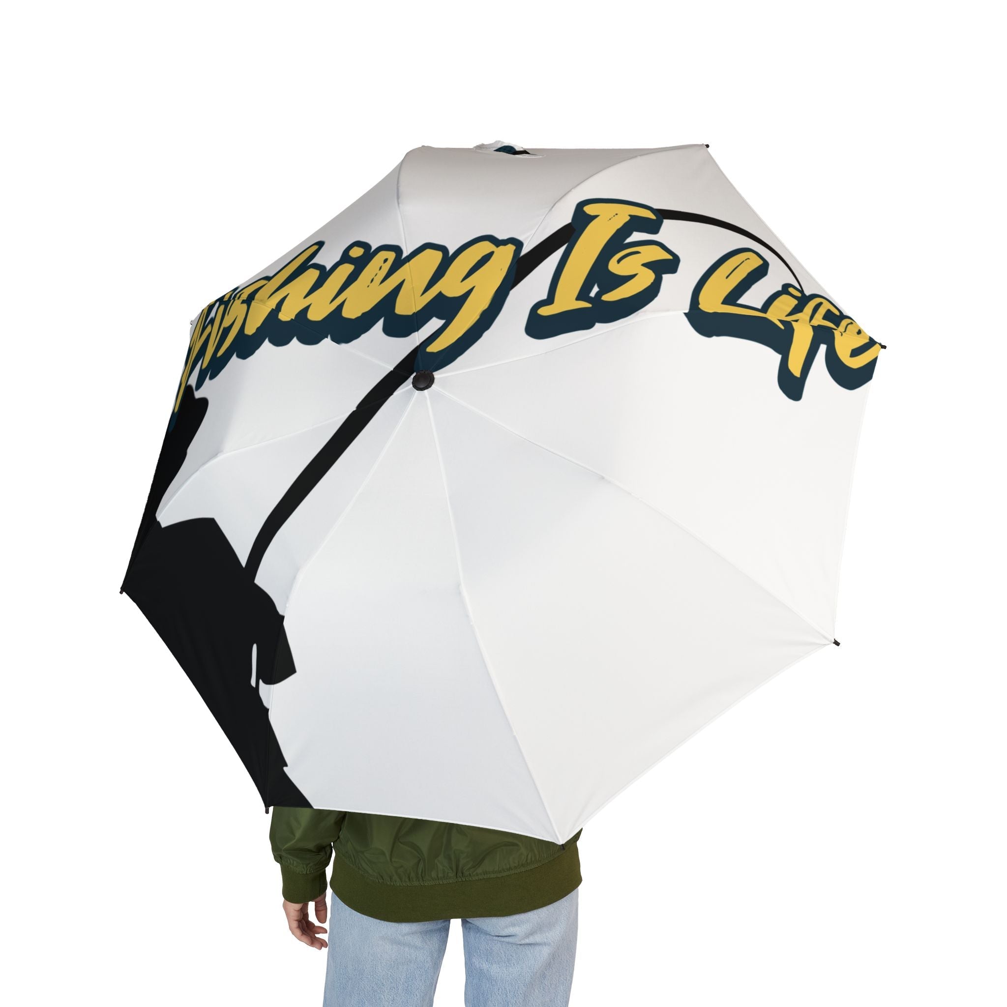 Semi - Automatic Foldable Umbrella - 'Fishing Is Life' Design - Get Tight Gear