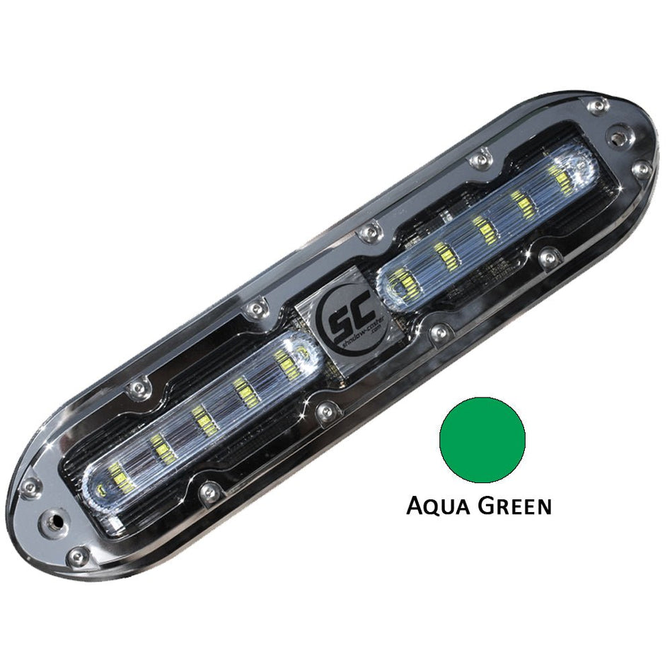 Shadow - Caster SCM - 10 LED Underwater Light w/20' Cable - 316 SS Housing - Aqua Green - Get Tight Gear