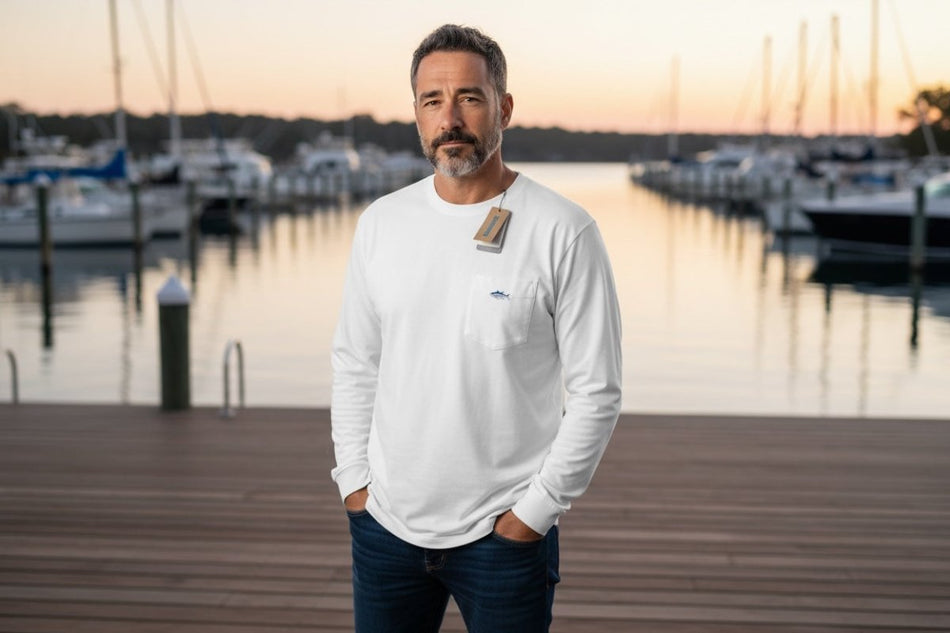 Shimano White Long Sleeve Fishing Shirt – Tuna Pocket Logo - Get Tight Gear