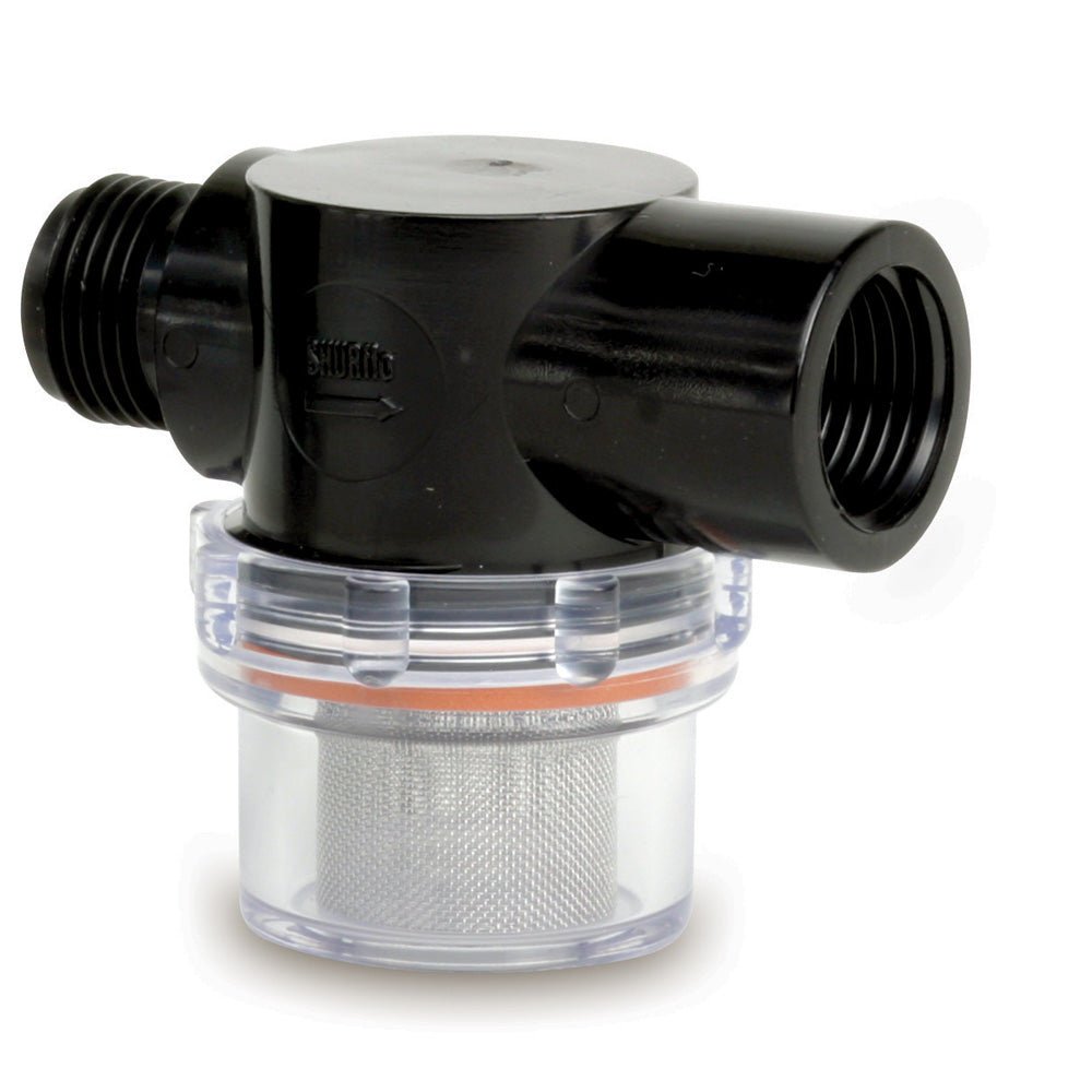 Shurflo by Pentair Twist - On Water Strainer - 1/2" Pipe Inlet - Clear Bowl - Get Tight Gear