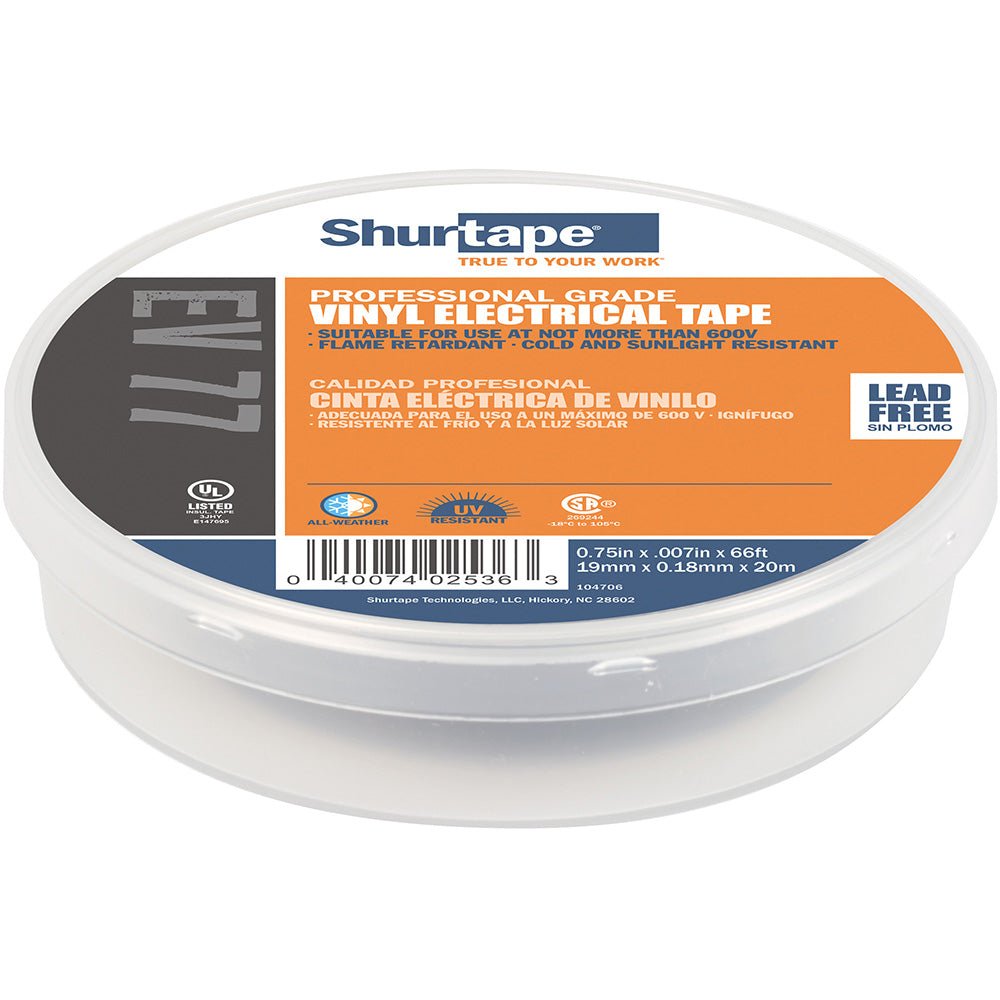 Shurtape EV 077B Professional Grade Black Electrical Tape f/Insulating & Splicing - 3/4" x 66' - 10 - Pack - Get Tight Gear