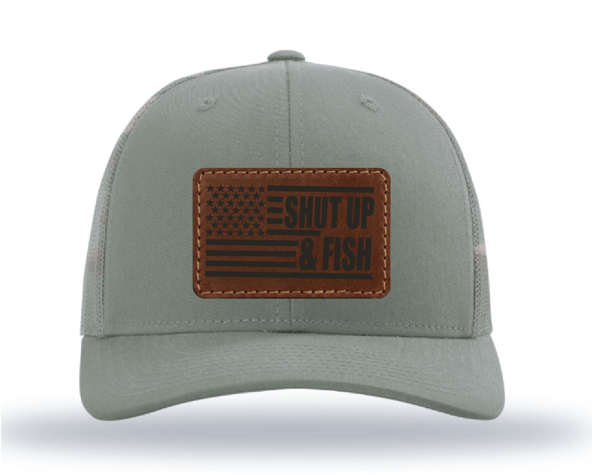 Shut Up & Fish Flag Patch - Green Camo - Get Tight Gear