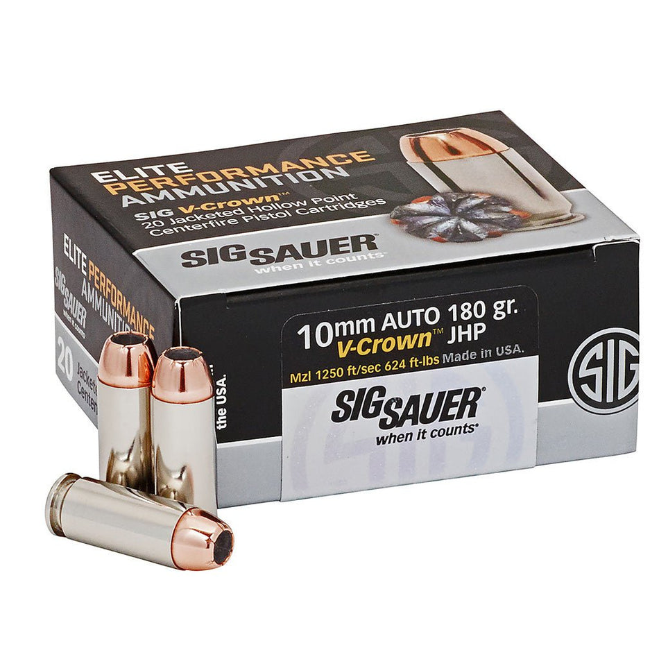 Sig Sauer Elite V - Crown Performance Pistol Ammo 10mm 200 gr. JHP 20 rd. - Get Tight Gear