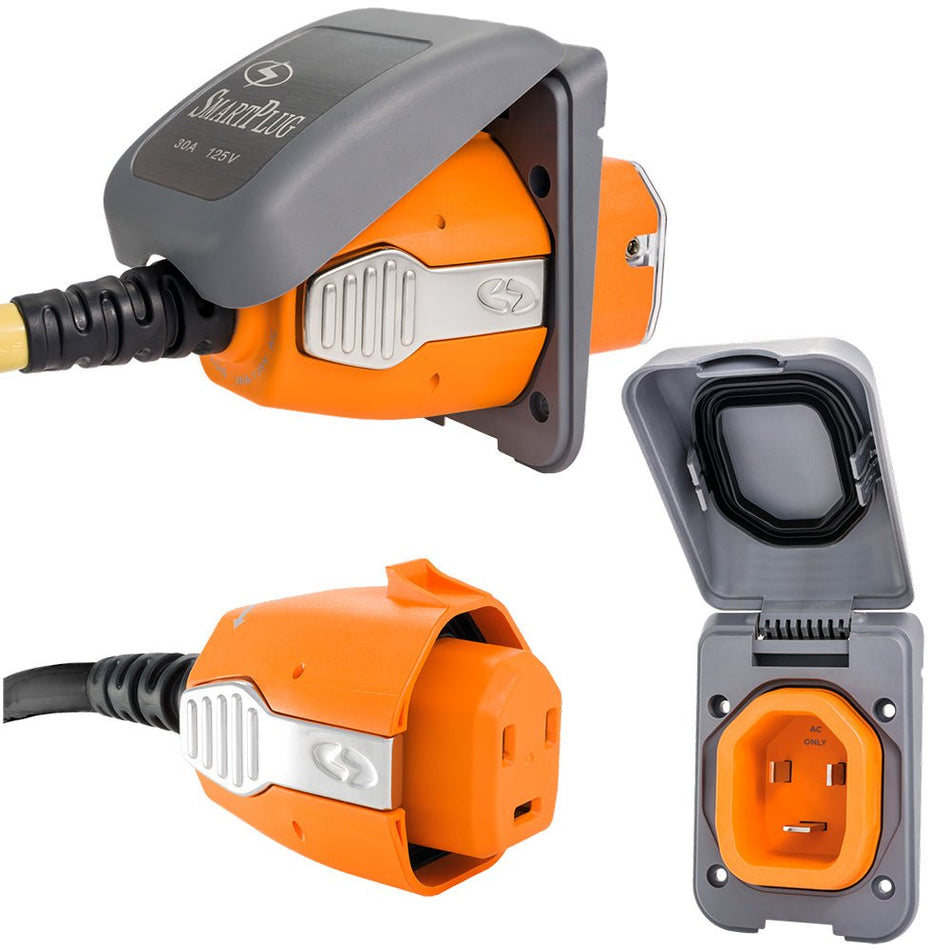 SmartPlug 30 AMP Inlet & Female Cord Connector Combo - Grey - Get Tight Gear