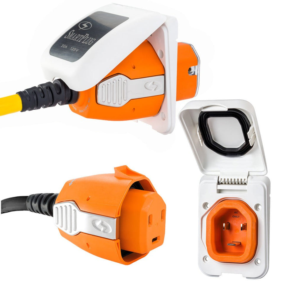 SmartPlug 30 AMP Inlet & Female Cord Connector Combo - White - Get Tight Gear